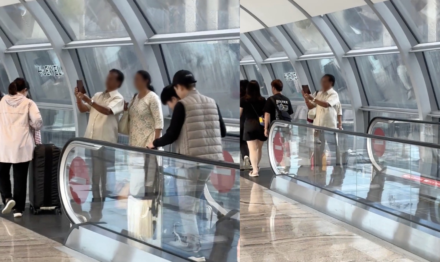 Man draws flak for blocking travelator just to take pictures